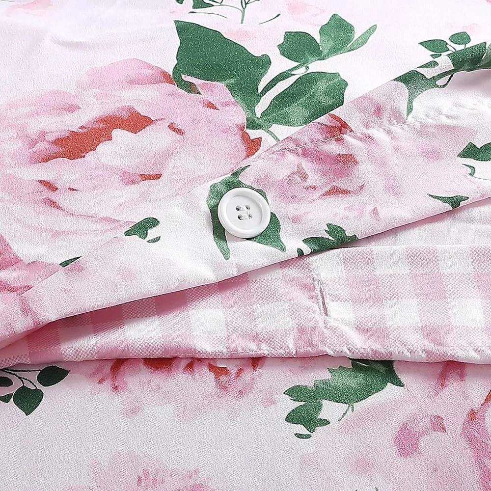 🆕 NWT King Duvet Set Reversible Plaid Floral 2 - n - 1 Betsey Johnson PINK NEW